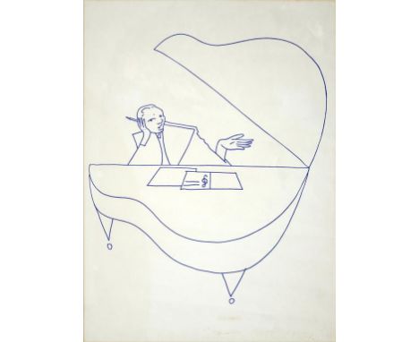 PHILIP BURKE, PETER SKELLEN AT THE PIANO, SIGNED BY THE ARTIST AND NUMBERED 23 OF 400, LITHOGRAPH, 46 X 62CM 
