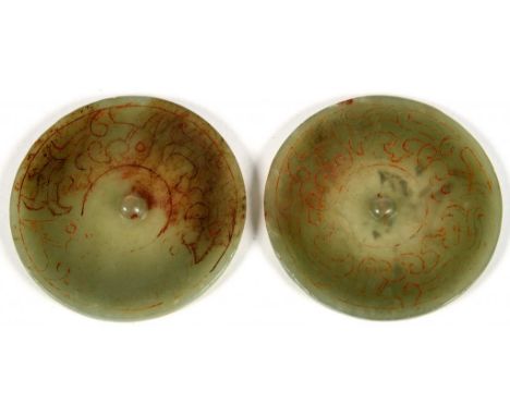 A PAIR OF ARCHAIC CHINESE STYLE BUTTON FORM DISCS, 5.5CM D