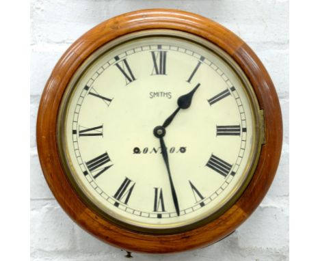 A VICTORIAN WALNUT WALL CLOCK, THE PAINTED DIAL INSCRIBED SMITH'S LONDON, 39CM D, C1900