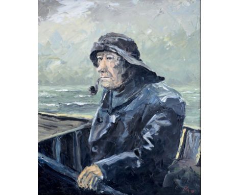 ENGLISH SCHOOL, A FISHERMAN, INDISTINCTLY SIGNED AND DATED 79, OIL ON CANVAS, 48 X 58CM, PORTRAIT OF A GENTLEMAN SMOKING A PI