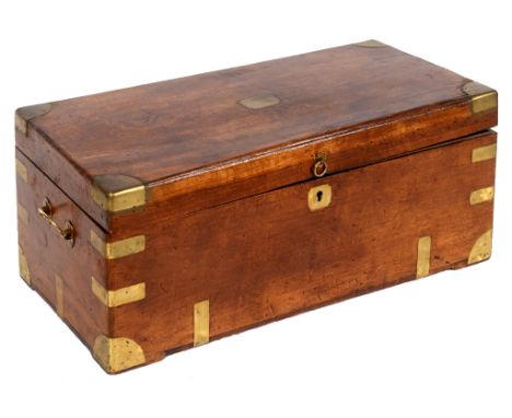 A teak trunk, bound in brass, 91.5 cm wide See illustration 