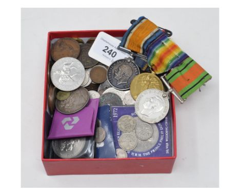 A group of three medals, awarded to 42178 Pte T Stevens Suffolk Reg, comprising a British War Medal, Victory Medal, and a Def