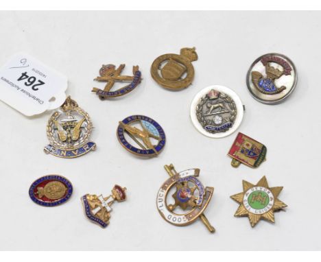 Ten enamel sweetheart brooches, including MGC, Hampshire Regiment and RNVR 