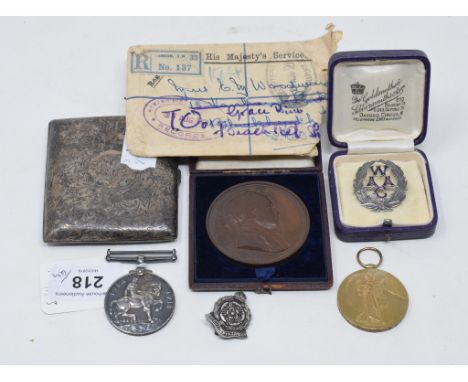 An 1848 Art-Union of London Hogarth medal, cased, a pair of medals awarded to U ADTREK Woodward QMAAC, a Women's Auxiliary Ar