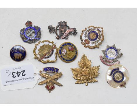Ten sweetheart enamel badges, including MGC and 4th Hussars 