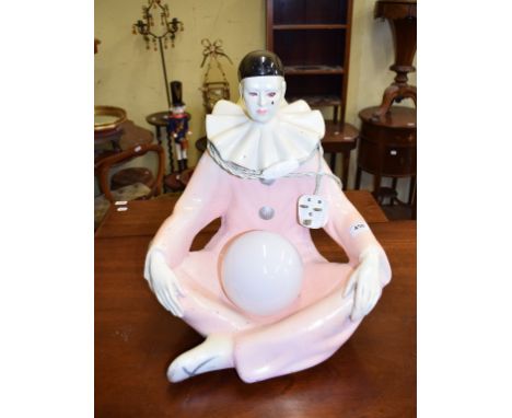 An Art Deco pottery lamp, in the form of Pierrot, 43 cm high 