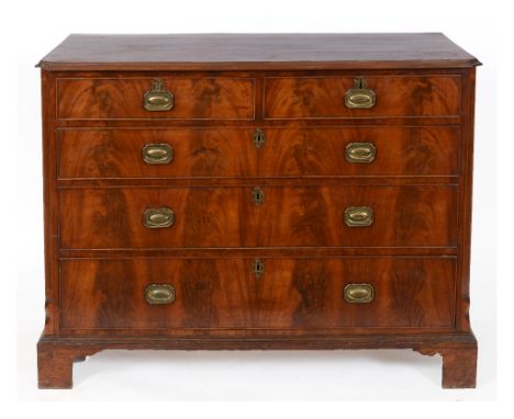 A 19th century mahogany chest, of two short and three graduated long drawers, on bracket feet, 124 cm wide See illustration 