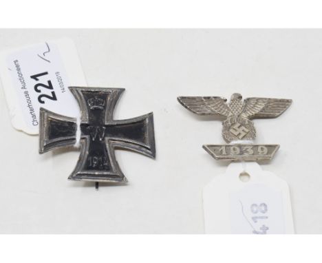 A German Iron Cross, the bar stamped 950, and a Third Reich First Class Bar (2) 