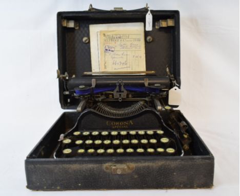 A Corona Special folding typewriter, boxed, a Ferguson 289L radio, and assorted light fittings (qty) 