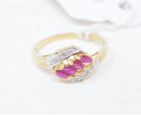 A 9ct gold, ruby and diamond ring, approx. ring size PReport by NGModern 