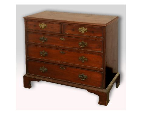 A 19th century walnut chest, of two short and three long drawers, on bracket feet, 94 cm wide See illustration 