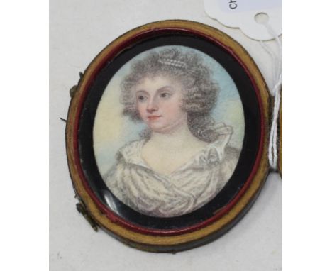 English school, 18th/19th century, a bust portrait miniature of a girl, watercolour, 5 x 4 cm 