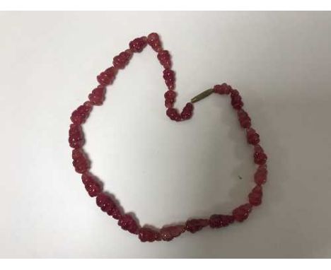 A Vintage strawberry Jade necklace