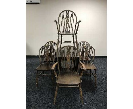 An antique style gate leg table and six chairs 