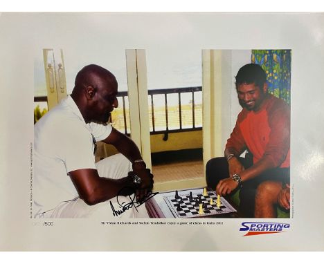 Viv Richards with Sachin Tendulkar Sehwag signed limited edition print with signing photo Could there be more of a mouth-wate