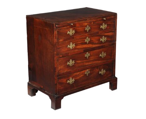  A George III mahogany bachelor's chest of drawers,   circa 1760, probably Irish, the crossbanded top above four long graduat
