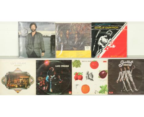 A collection of Cream And Eric Clapton LPs and Memorabilia. Includes: Goodbye, Live Cream Vol III, Best Of Cream, Live Cream 