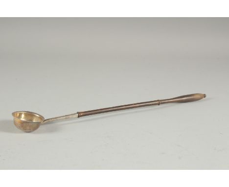 A GEORGE III SILVER TODY LADLE with wooden handle. Edinburgh, circa. 1800.