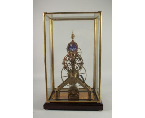 A GOOD FRENCH BRASS AND CLOISONNE ENAMEL FOUR GLASS CLOCK. 11.5ins high.