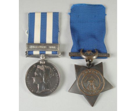 1806.  PTE. J. MCBRIDE.  2ND  K. O. S. B. EGYPT MEDAL, GEMAIZAH, 1888 BAR, KHEDIVE'S STAR.