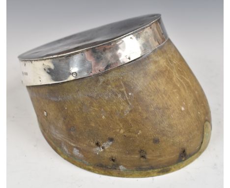 Early 20thC hallmarked silver mounted presentation horse's hoof with name 'Freedom' engraved to top, marks indistinct but lik