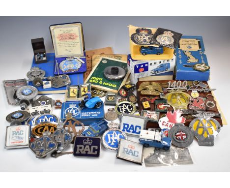Vintage and classic car collectables including RAC badges and stickers, Canadian Automobile Association, Royal Irish Automobi