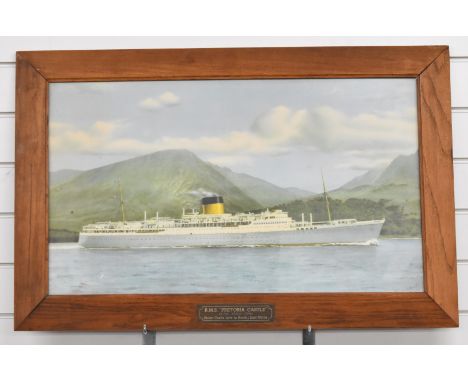 Framed print of the Union-Castle Line liner or ship RMS Pretoria Castle, overall size 56 x 86cm
