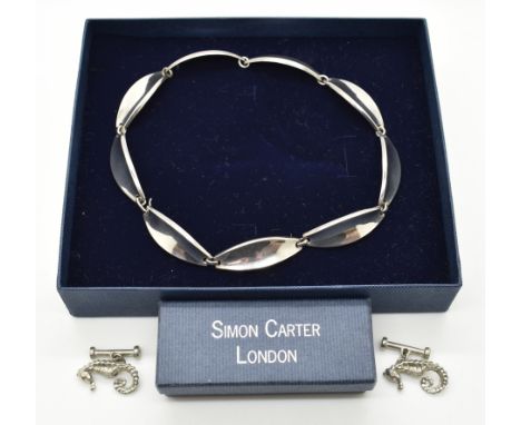 Danish silver necklace by Just Anderson and a pair of Simon Carter cufflinks in the form of seahorses&nbsp;