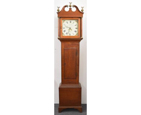 Osmond Tisbury, Wiltshire oak cased 30 hour longcase clock, width of dial 30cm, overall height 217cm