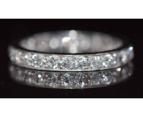 Art Deco platinum eternity ring set with twenty five diamonds each approximately 0.04ct each, 3.6g, size O