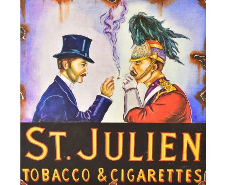 St. Julien -&nbsp;A contemporary oil on board artists impression painting of a vintage enamel advertising sign. The sign of s