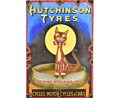 Hutchinson Tyres -&nbsp;A contemporary oil on board artists impression painting of a vintage enamel advertising sign. The sig