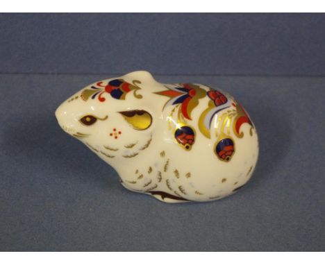 Royal Crown Derby 'Bank Vole' paperweight with gold button, 7.5cm long approx.