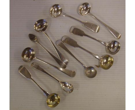 Ten assorted sterling silver salt spoons mainly Georgian, 100g approx.