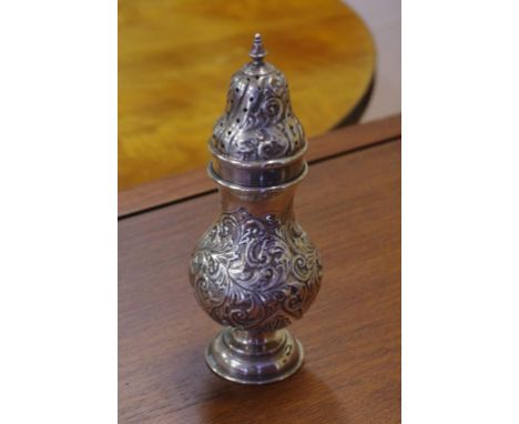 Late Victorian sterling silver sugar shaker hallmarked Chester 1899, 17cm high, 107grams approx