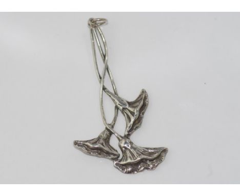 Art Nouveau style sterling silver flower pendant size: approx 6cm