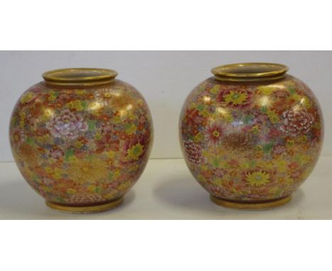 Pair of Japanese Imperial Satsuma vases Thousand Flower vases, reign marks to base, 21cm high,  provenance: the Japanese gove