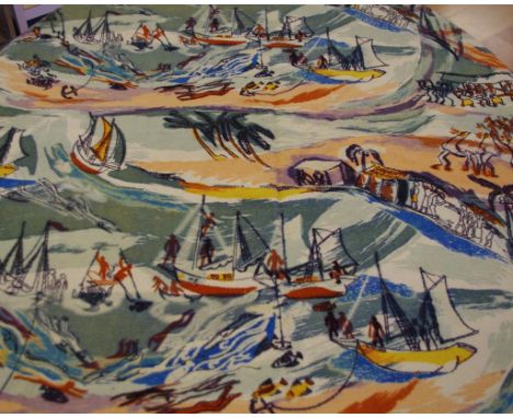 Donald Friend 1915-1989 "Pearl Divers" fabric manufactured for an exhibition in 1947 of Modernage fabrics. Desgned by Donald 