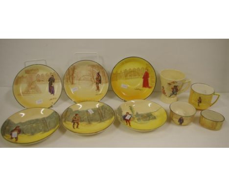 Royal Doulton Shakespeare series assorted items series ware, to include one cup, six saucers and two sugar bowls, together wi