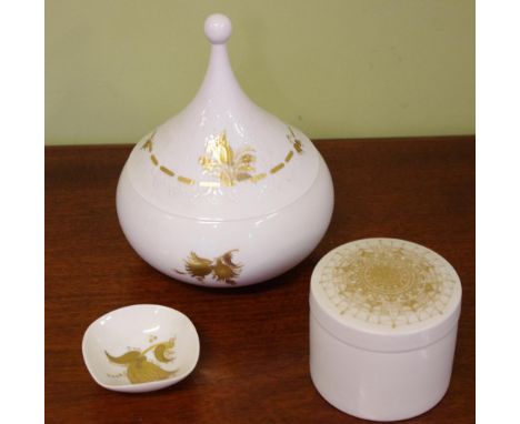 Rosenthal boudoir Studio-line trinket box Quatre Couleurs pattern, 20cm high, together with a Rosenthal Studio-line trinket b
