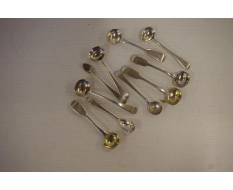Nine assorted sterling silver salt spoons mainly Georgian, 92g approx.