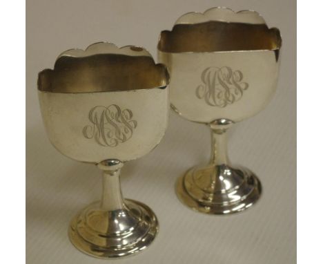 Pair of American sterling silver card holders maker Schofield, 218grams approx