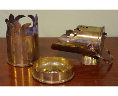 Three WWI era trench art pieces