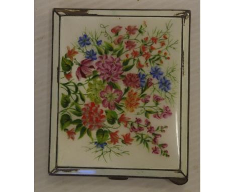 Sterling silver and enamel cigarette case hallmarked Birmingham 1948 (enamel loss to edges)