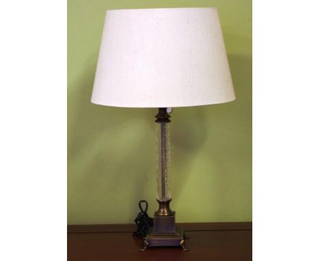 Decorative glass and metal column base table lamp H67cm approx