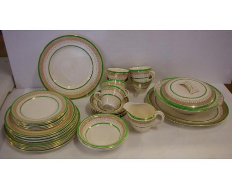 Burleigh Ware part dinner set comprising 6 dinner plates, 6 entree plates, 5 side plates, 3 bowls, 6 cups & saucers, creamer,