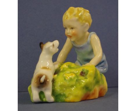 Royal Worcester 'Two Babies' figurine modelled by F.G. Doughty, 9cm high