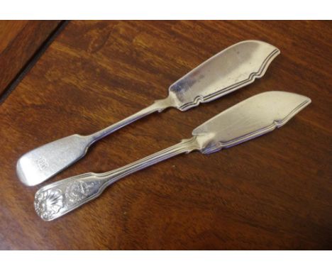 Two sterling silver butter knives Hallmarked Exeter 1860 & London 1842, 103g approx.