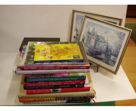 Quantity of assorted books including art, antique and other subjects, together with 2 framed prints