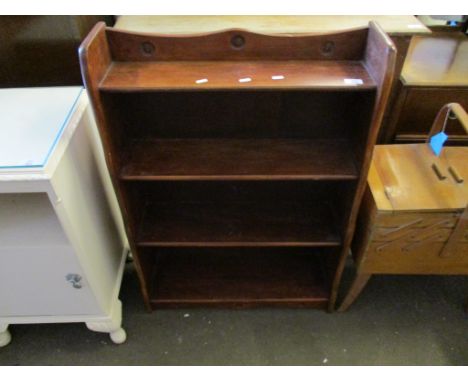 TEAK FRAMED THREE FIXED SHELF BOOKCASE 